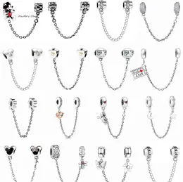 For pandora charm 925 silver beads charms 26 Types Safety Chain charm set Pendant DIY Fine Bead Jewellery