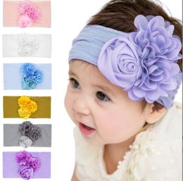 Cute Baby Girl Nylon Flower Headband fashion soft Candy Colour Bohemia Bow Girl Infant Hair Accessories Headband Headwraps