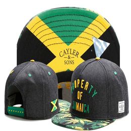 Cayler & Sons Snapback Hats PROPERTY OF JAMAICA Flag Brim Shades Adjustable Street Skateboard Hip Hop Gorras Bones Baseball Caps for Men and Women