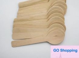 Classic Disposable Wooden Spoon Mini Ice Cream Spoon Wood Western Dessert Scoop Wedding Party Tableware Kitchen Accessories 100Pcs SN2111