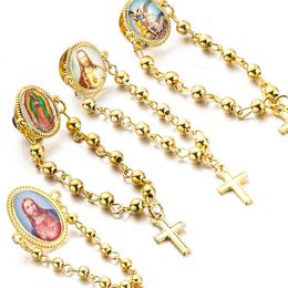 Pins Brooches 5 pcs lot Jesus for Women Design Alloy Beads Pendant 8 Picture Broches Christian Virgin Mary Cross Jewelry 230621
