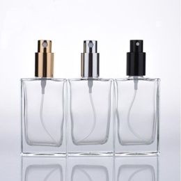 100pcs 50ml Square Glass Perfume Bottle Empty Parfum Clear Spray Packaging Refillable Bottles Atomizer Naspw Uhprb