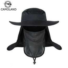 Wide Brim Hats Bucket Hats CAMOLAND Summer UPF 50 Sun Hat Women Men 2 IN 1 Bucket Hats With Face Neck Flap Male Windproof Fishing Hat Outdoor Hiking Caps 230620
