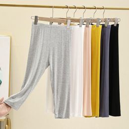 Women's Leggings Modal Capris Pants For Female Summer Underwear Thin Tight Anti Glare Stretch Slim Oversize High Waist 7 Point Women