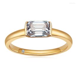 Cluster Rings 5 7mm 1cttw D Colour Lab Created Diamond Emerald Cut Moissanite Engagement Ring
