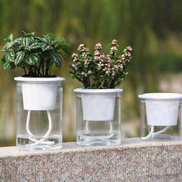 Planters Pots 40%HOTClear Automatic Water Absorption Self Watering Hydroponic Flower Pot Planter R230621