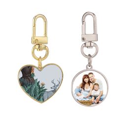 Charms Lady Bag Pendant Key Chain Metal Keychains Sublimation Blanks Metal heart charm keychains Round / Heart Shape