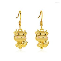 Dangle Earrings 1 Pair Sweet Gold Colour Bull Ox Cow Pendant For Women Cute Small Cattle Jewellery Gifts