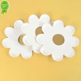 New 10Pcs Daisy Party Paper Plate Straws Disposable Tableware White Flower Cake Tray for Kids Birthday Decoration Baby Shower Supply