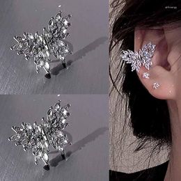 Backs Earrings Korean Zircon Butterfly Ear Cuff Without Piercing Clip For Women Elegant Sparkling Crystal Wedding Jewellery