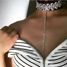 Chains Luxury Sexy Women's Shiny Crystal Long Tassel Necklace Fashion Geometric Rhinestone Body Jewelry Nightclub Accessories