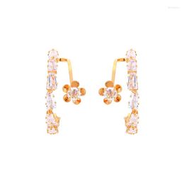 Dangle Earrings Cute Romantic Korean Gold Color Zircon Flower Drop For Women Gifts Charming Date Gift Earring Handmade Classic