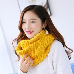 Scarves Warm Winter Women Solid Colour Knitted Infinity Scarf Girl's Neckchief Wool Cable Ring Outdoor Circle Loop Shawl