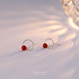 Stud Earrings Minimalist Cute Sweet 925 Sterling Silver Circle For Women Girl Wedding Korean Style Jewellery