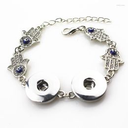 Bangle Arrive 6pcs/lot Crystal Hamsa Hand Snap Button Bracelet Fit 18mm Ginger Snaps Jewellery For Woman Bangles Diy