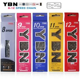 Bike Chains Free delivery Taiwan YBN 8 12 speed mountain road bicycle lightweight chain suitable for SHIMANOSRAM variable flywheel 230621