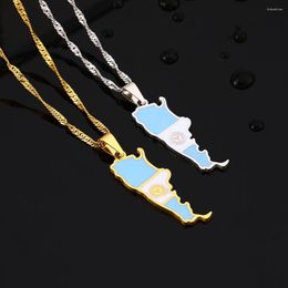 Pendant Necklaces SONYA Enamel Drop Oil Argentina Map Flag Necklace For Women Girls Stainless Steel Argentine Jewelry Ethnic Party Gifts