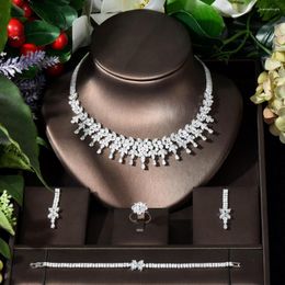 Necklace Earrings Set Fashion Leaf Shape Dangle Drop Party Earring And Sets African Nigerian Zirconia Wedding Jewellery For Brides N-528