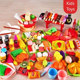Kitchens Play Food Kids Pretend Play Kitchen Toys Simulation Food Barbecue Cooking Toys Children Educational Play House Interactive Toys For Girl 230620