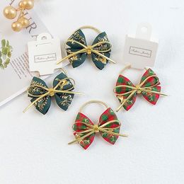 Hair Accessories 12Sets Glitter Ribbon Bow Snap Clips Barrettes Bowknot Elastic Bands XMAS Year Headwear Boutique