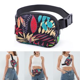 Fashion Women Print Leaf Waist Bag Phone Pouch Outdoor Sports Crossbody Chest Purse Female Casual Waterproof Sling Shoulder Bag