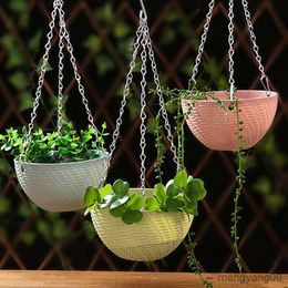 Planters Pots Balcony Chain Hanging Planters Flower Pot Basket Rattan Weaving Plant Pots Decorative Office Decor Garden Decoration R230621