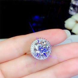 Cluster Rings Silver 925 Original Brilliant Cut 5 Diamond Test Past Shining D Colour Moissanite Wedding Ring Women Round Gemstone Jewellery