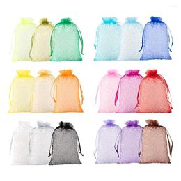 Jewellery Pouches 90-100pcs Organza Bags Jewellery Storage For Wedding Birthday Party Gift Packing Drawable Mixed Colour