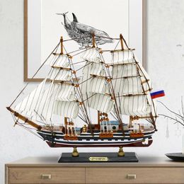 Decorative Figurines LUCKK Sailing Ship Model 34 7 28cm Home Office Decoration Marine Style Wooden Simulation Battle