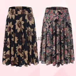 Skirts Women Vintage Floral Printed Long Skirt Fashion High-waist Pleated Skirts Elegant Fashion Lady Maxi Skirt Woman Jupe Summer J230621