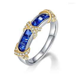 Cluster Rings Natural Sri Lanka Sapphire Ring 925 Sterling Silver Fine Jewellery For Women Anniversary Gift 3 3MM Genuine 5A Gemstone