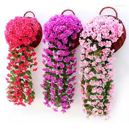 Decorative Flowers Artificial Violet Wall Hanging Fake Flower Home Garden Outdoor Decor Accessories Orchid Wedding Party Decoration Plants