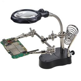 Magnifying Glasses 3 in 1 Welding Magnifying Glass Auxiliary Clip Magnifier Soldering Solder Iron Stand Holder Station Rework Repair Tool 230620