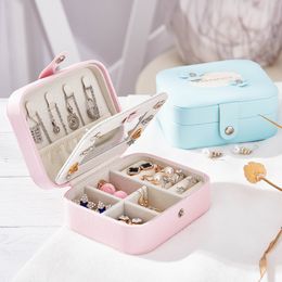 Jewelry Boxes Jewelry Organizer Display Travel Jewelry Case Boxes Portable Jewelry Box Button Leather Storage Zipper Jewelers 12X10X5CM 230620