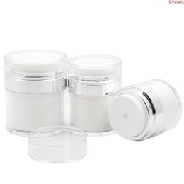 15 30 50g Pearl White Acrylic Airless Jar Round Cosmetic Cream Pump Packaging Bottle LX8995high qualtity Kbrvd