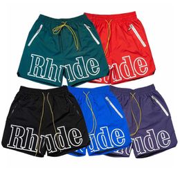 designer shorts rhude summer fashion beach pants men high quality street wear red blue black purple mens short US Siize S-XL Tidal flow design22yy