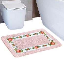 Carpets Floral Bath Mat Non-Slip Rural Style Romantic Rose Flower Area Rugs Toilet Floor
