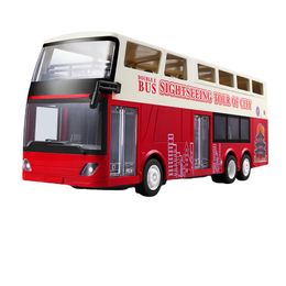 Big Double Decker rc Bus 2.4G Led Lights Open The Door With One Click Off Control rc tour bus Vehicle Electronic Hobby Toys