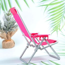 Camp Furniture 2Pcs 19.5 X 12 11cm Beach Gift Foldable Chair Mini Model House Ornament Miniature Toy