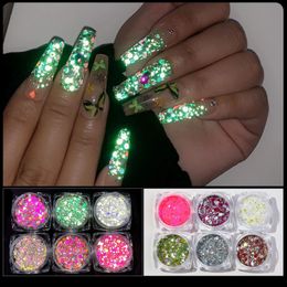 Anti-gloss Diamond Nail powder 6colors per set nail Jewellery Colourful Laser Glitter Nails Powder Dust