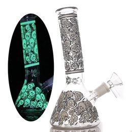 Glow In The Dark Heavy Glass Beaker Bong Hookahs Thick Elephant Joint Straight with Ice Catcher Classical Smoking Water Pipes with Downstem Tobacco Bowl