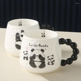 Mugs Cute Relief Panda Ceramic Cup High Appearance Level Cartoon Mug With Hand Gift Household Coffee Breakfast Milk Tumbler Cups