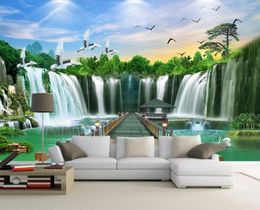 Wallpapers Custom Po Wallpaper For Walls 3 D Wall Murals Idyllic Waterfall Landscape Mural Painting Background Papers