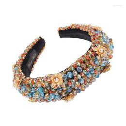 Headpieces Style Handmade Colored Rhinestone Padded Headbands Flower Crystal Beads Baroque Wedding Headdress