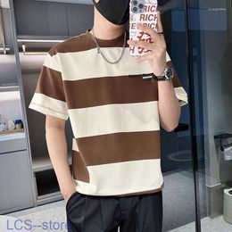 Men's T-shirts t Shirts Fashion Printed O-neck All-match Striped Tee Shirt Clothing 2023 Summer Casual Pullovers Tops Loose Korean T-shirt