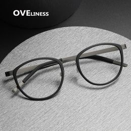 Eyeglass Frame Glasses Frame for Men Women Vintage Round Myopia Optical Eyewear Screwless Prescription Eyeglasses Frame Spectacle 230621