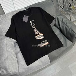 Men's and women's same cotton fabric T-shirt breathable close chest letter icon comfortable letter L print short sleeve high quality fabric 489169