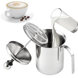 Milk Pot 400 800ML Stainless Steel Frother With Handle Manual Frothing Pitcher Mesh Coffee Foamer Creamer Kitchen Applicance 230620