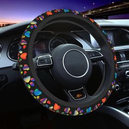 Steering Wheel Covers Dog Print Car Cover For Men Colourful Protector Soft Anti-Slip Universal Fit SUV Trucks 15 Inch
