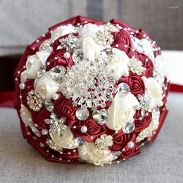 Decorative Flowers Beautiful Bride Holding Pearl Rhinestone Bouquets For Bridesmaid Favors Wedding Accessories Articles